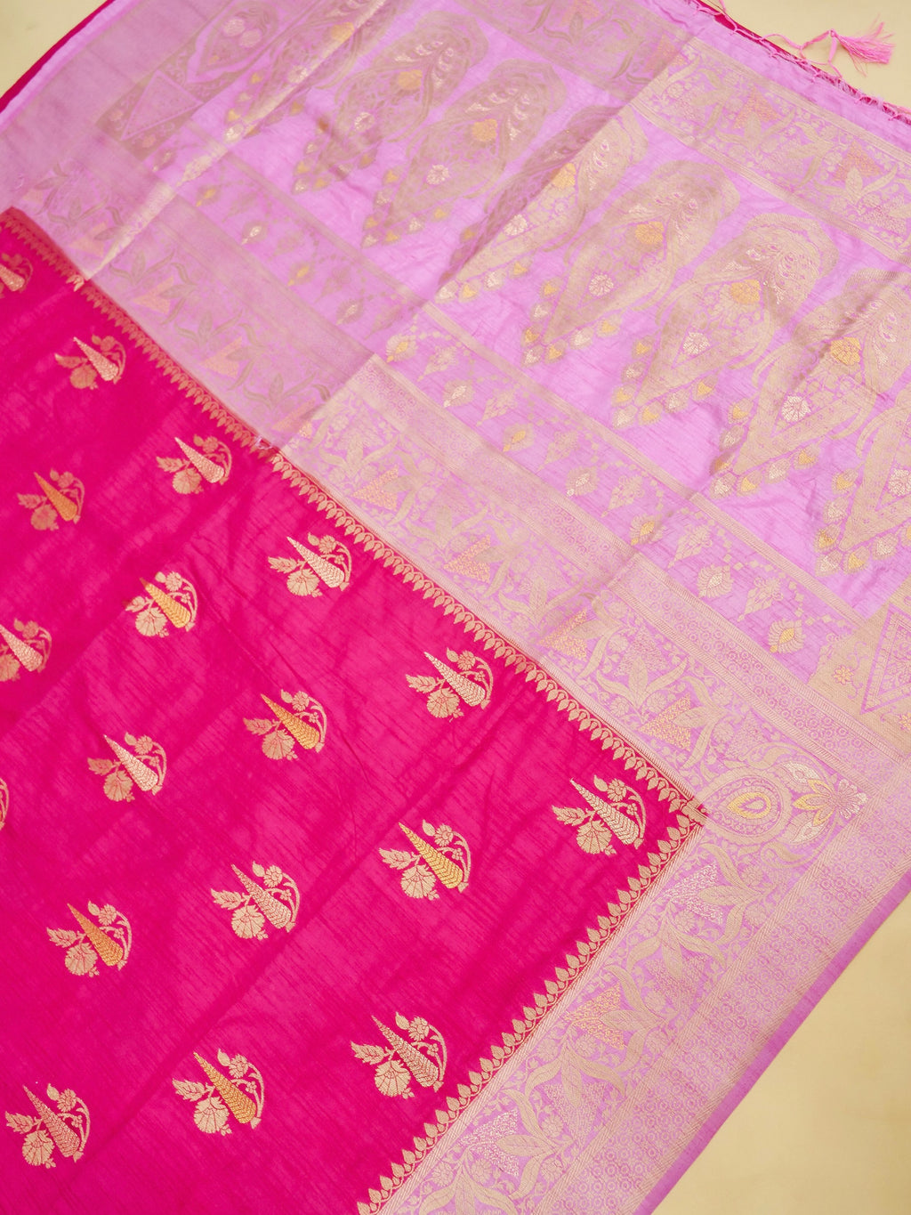 Rani Pink Banarasi Art Dupion Saree