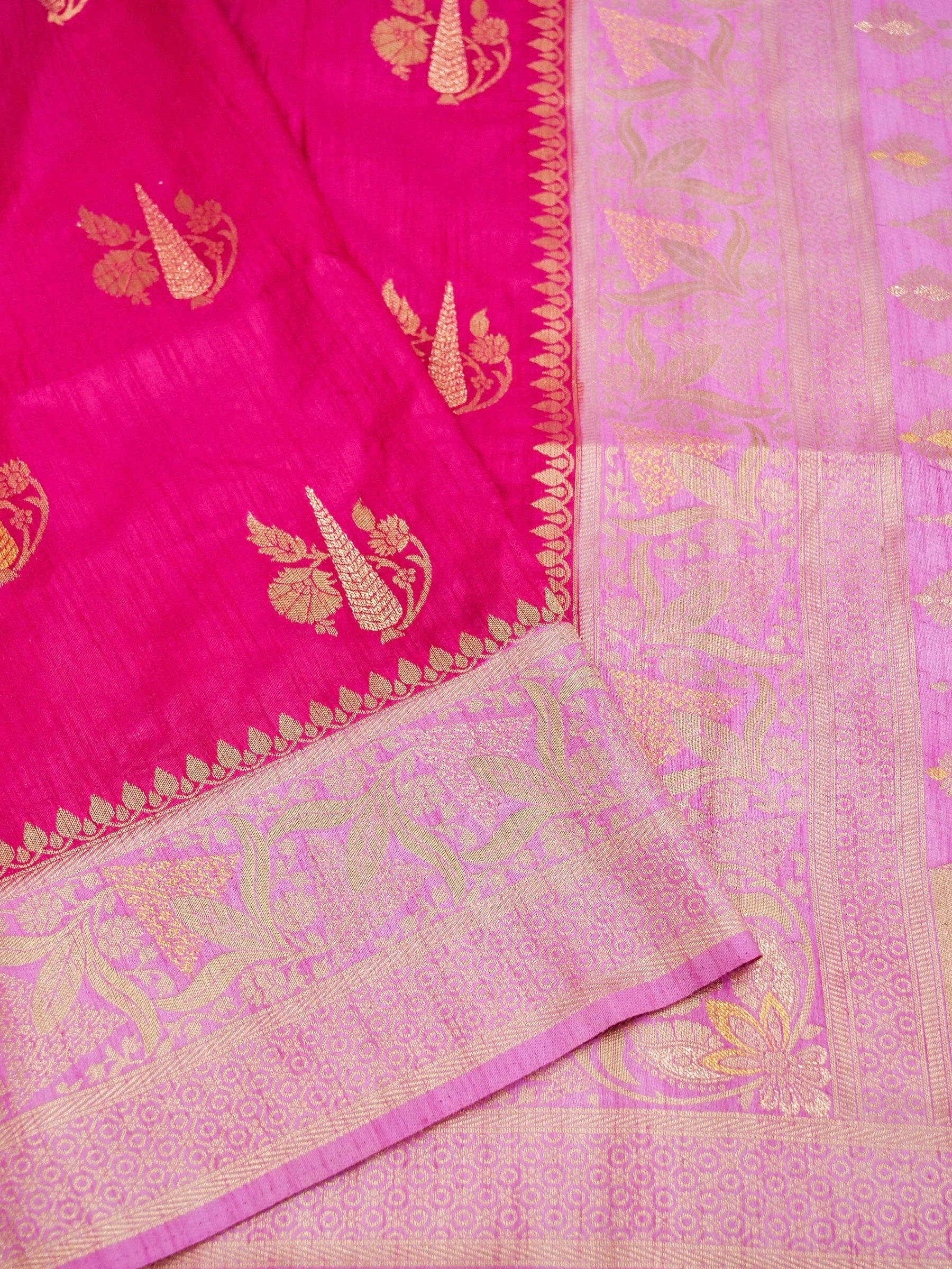 Rani Pink Banarasi Art Dupion Saree