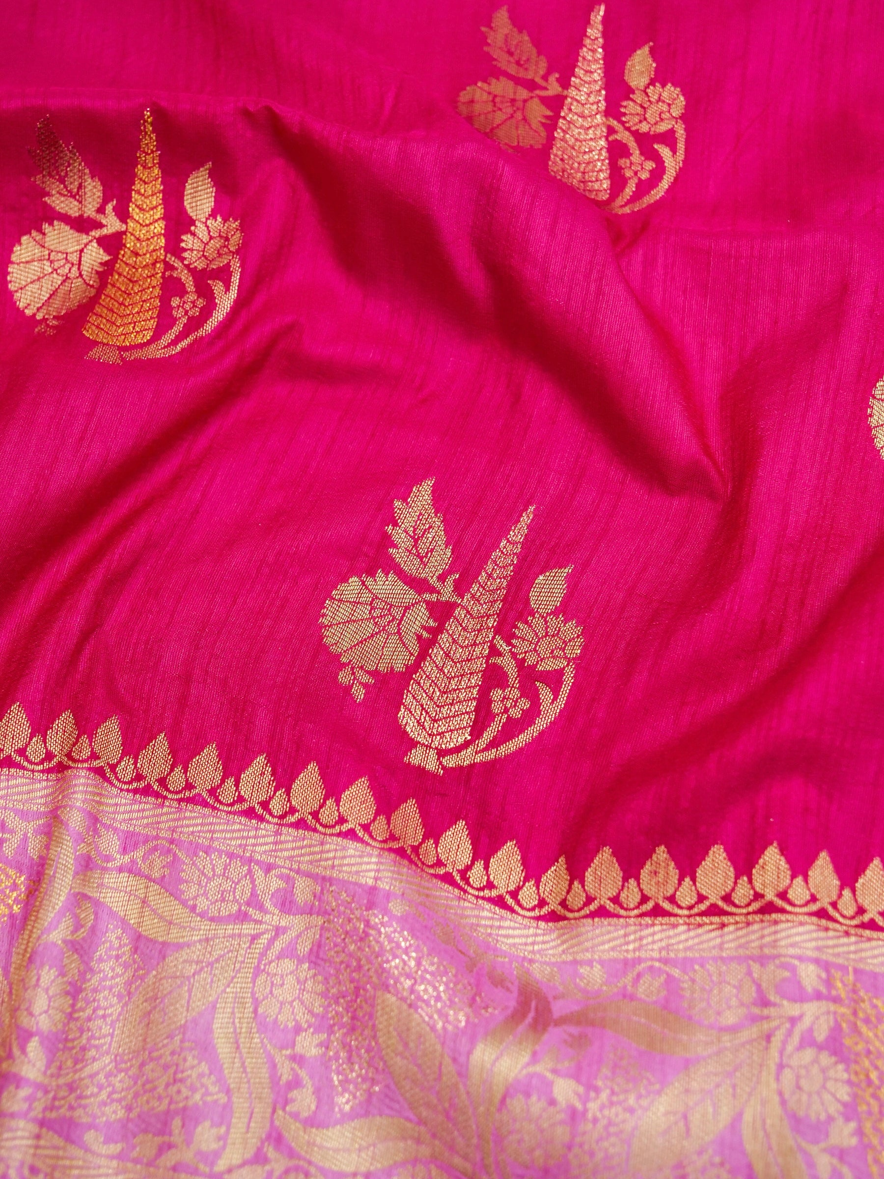 Rani Pink Banarasi Art Dupion Saree