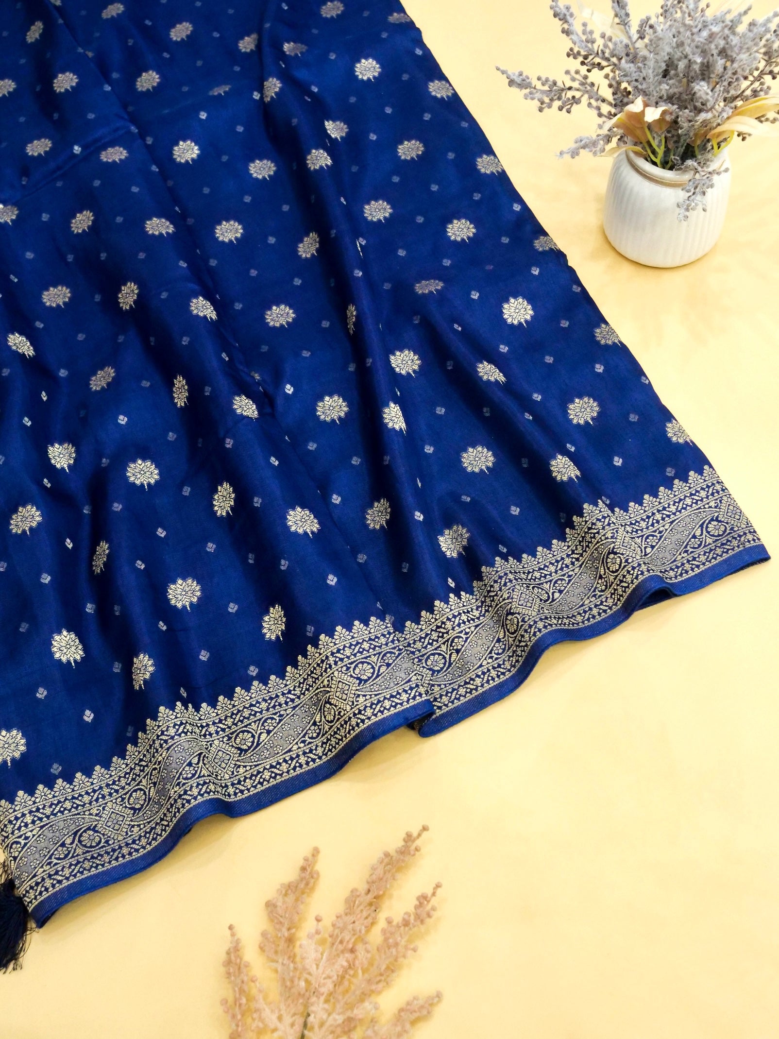 Navy Blue Banarasi silk saree