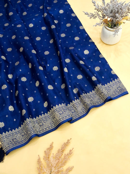 Navy Blue Banarasi silk saree
