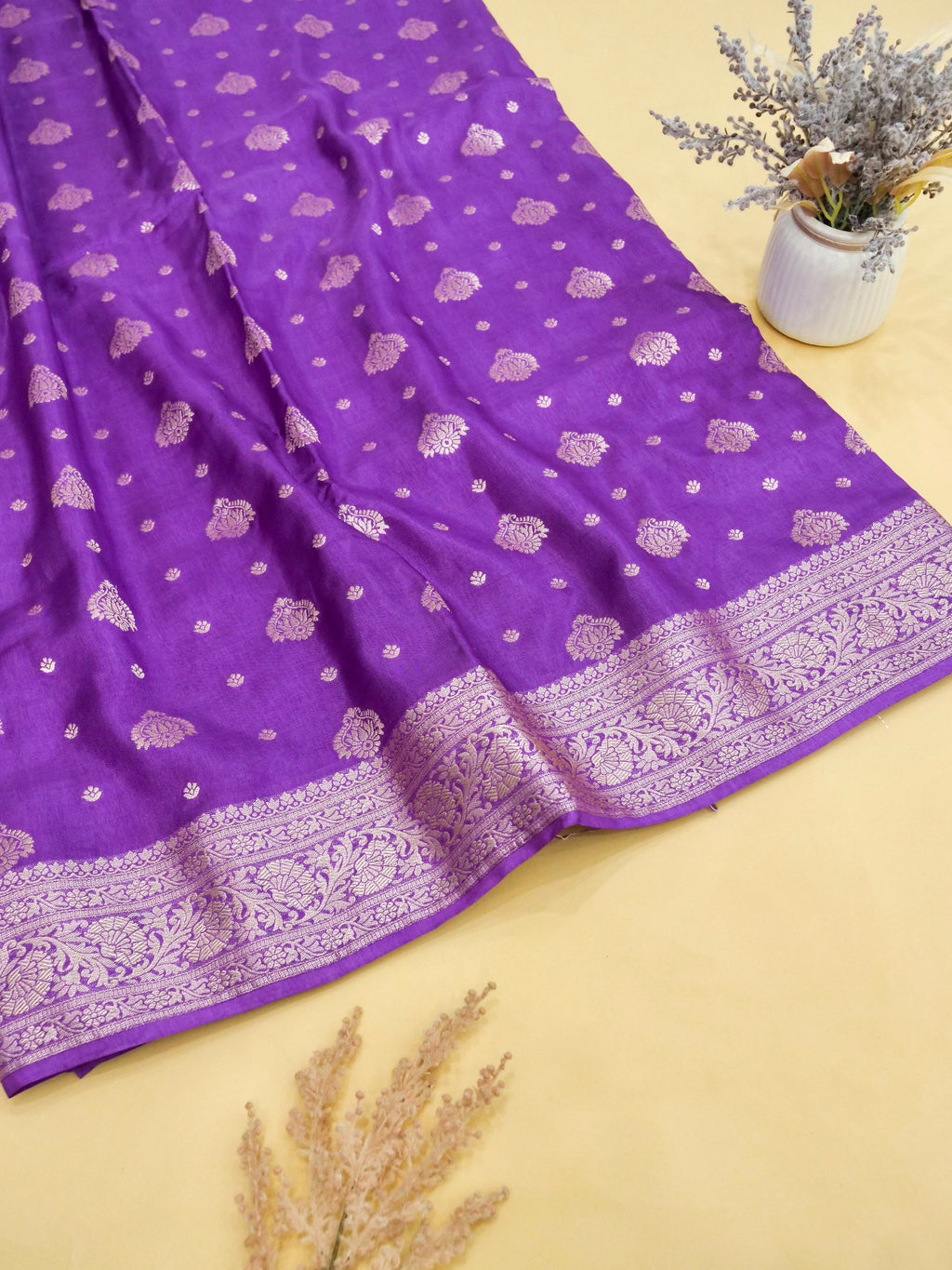Purple Banarasi Viscose Dola Silk Saree
