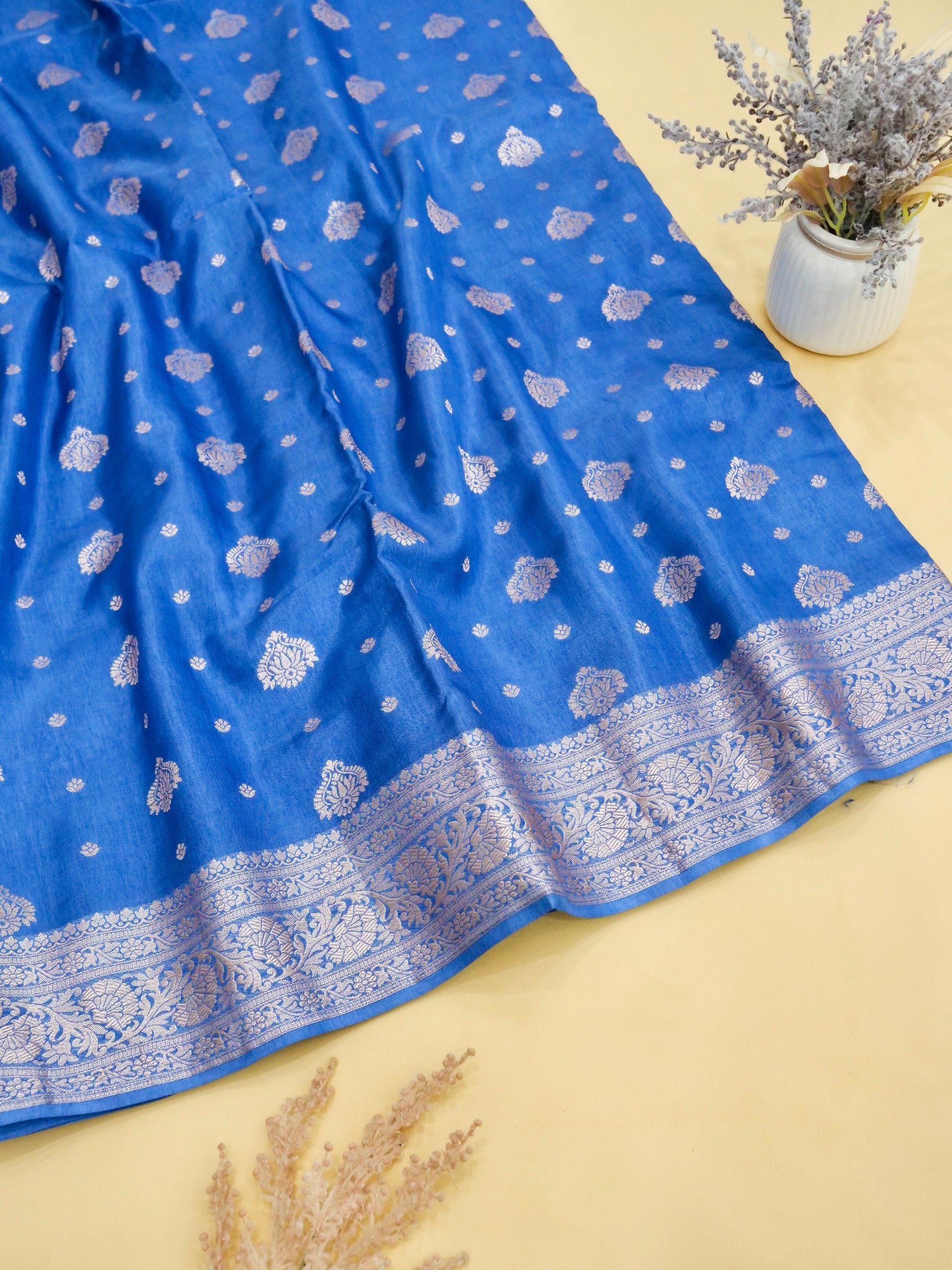 Sky Blue Banarasi silk saree