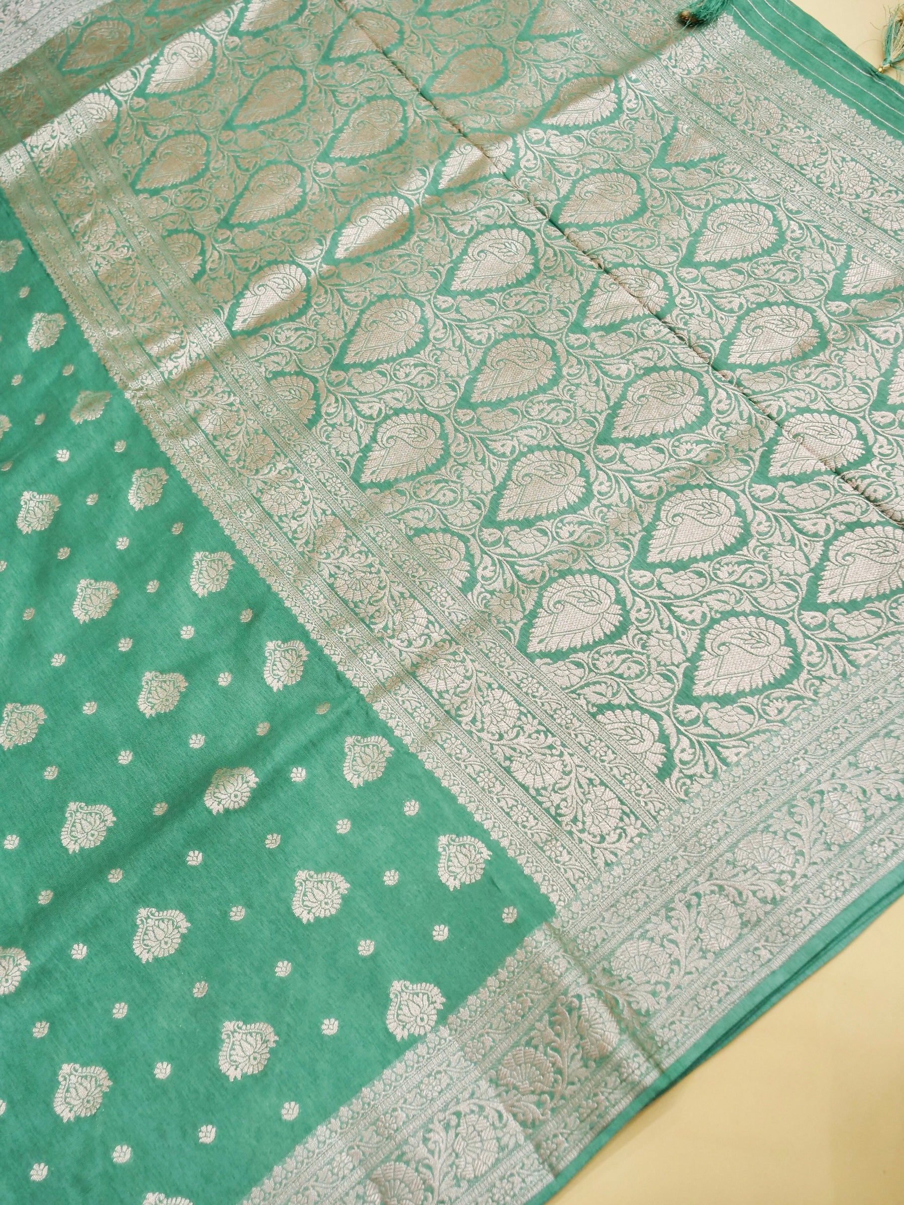 Emerald Green Banarasi silk saree