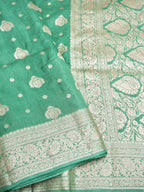 Sea Green Banarasi Viscose Dola Silk Saree
