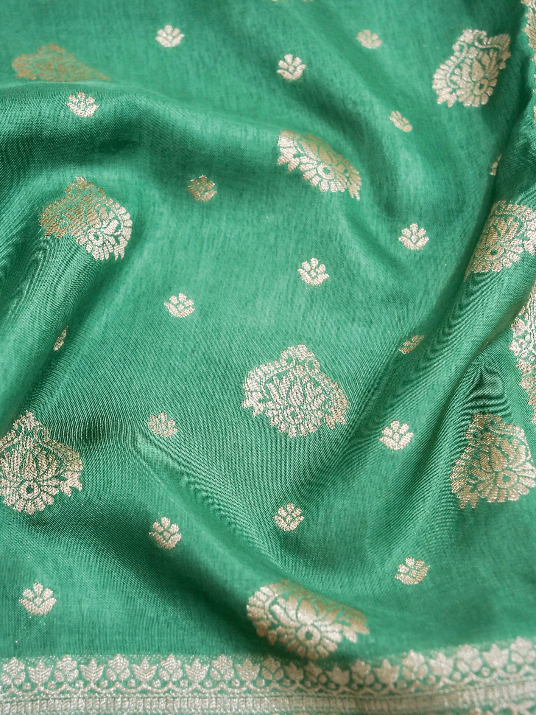 Emerald Green Banarasi silk saree