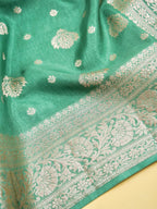 Sea Green Banarasi Viscose Dola Silk Saree