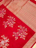 Crimson Red Banarasi Viscose Dola Silk Saree