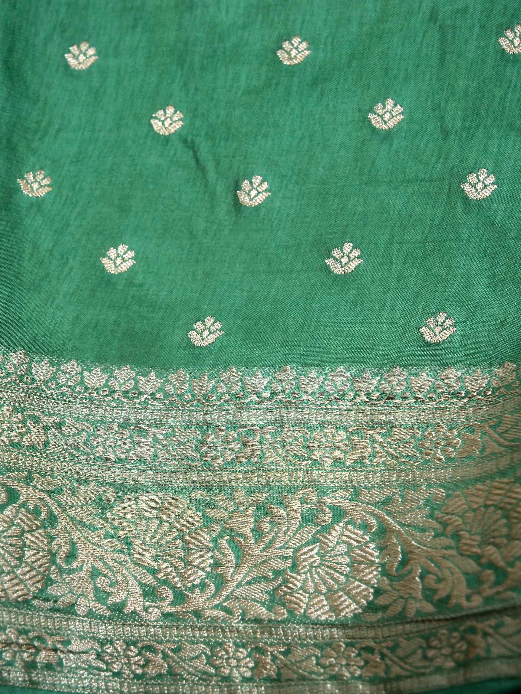 Sea Green Banarasi Viscose Dola Silk Saree