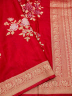 Crimson Red Banarasi Viscose Dola Silk Saree