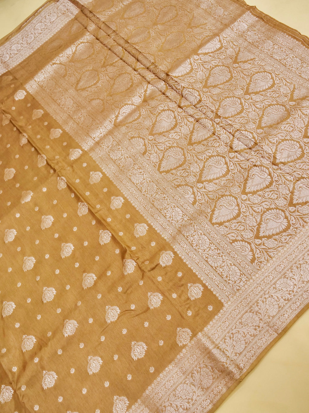Golden Brown Banarasi Viscose Dola Silk Saree