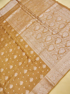 Golden Brown Banarasi Viscose Dola Silk Saree