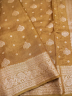 Golden Brown Banarasi Viscose Dola Silk Saree