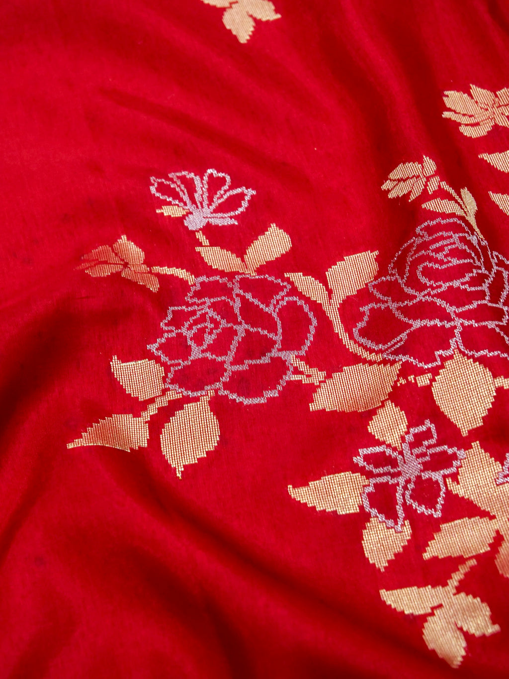 Crimson Red Banarasi Viscose Dola Silk Saree