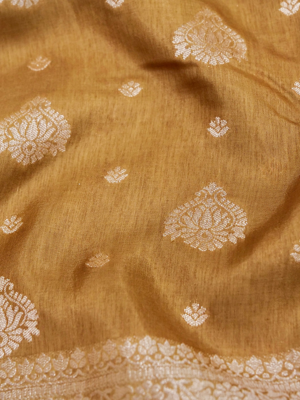 Golden Brown Banarasi Viscose Dola Silk Saree