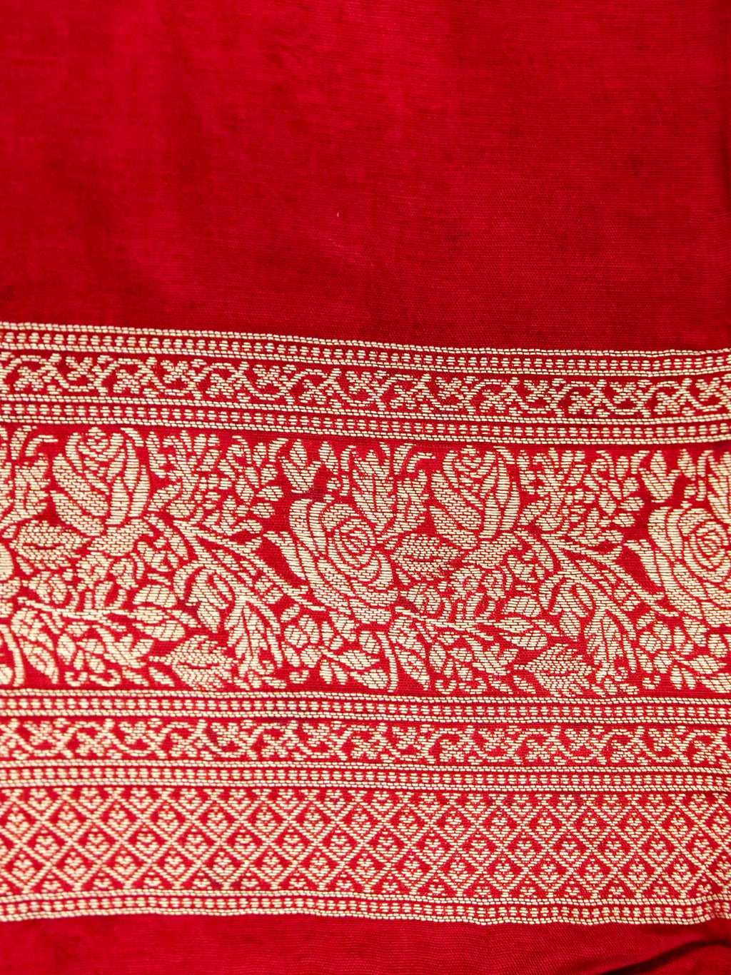 Crimson Red Banarasi Viscose Dola Silk Saree