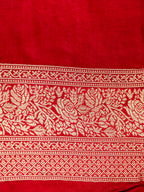 Crimson Red Banarasi Viscose Dola Silk Saree