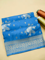 Azure Blue Banarasi Viscose Dola Silk Saree