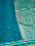 Turquoise Blue Soft Silk Banarasi Saree with Silver Buti Work