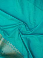 Turquoise Blue Soft Silk Banarasi Saree with Silver Buti Work