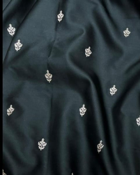 Black Banarasi Mashru Katan Silk Saree