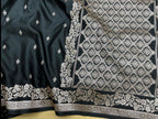 Black Banarasi Mashru Katan Silk Saree