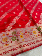 Banarasi Silk Saree allover Beautiful zari buti work and Meenakari paithni border