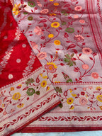 Banarasi Silk Saree allover Beautiful zari buti work and Meenakari paithni border