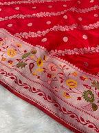 Banarasi Silk Saree allover Beautiful zari buti work and Meenakari paithni border