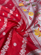 Banarasi Silk Saree allover Beautiful zari buti work and Meenakari paithni border