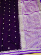 Purple Soft Silk Banarasi Saree with Silver Buti Work
