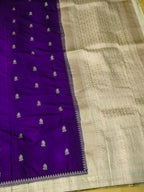 Purple Soft Silk Banarasi Saree with Silver Buti Work