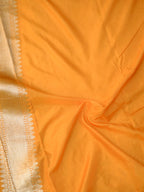 Orange Soft Silk Banarasi Saree with Silver Buti Work