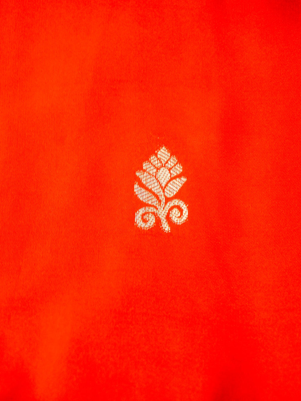 Orange Soft Silk Banarasi Saree with Silver Buti Work