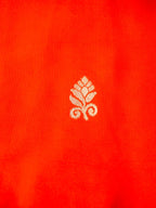 Orange Soft Silk Banarasi Saree with Silver Buti Work