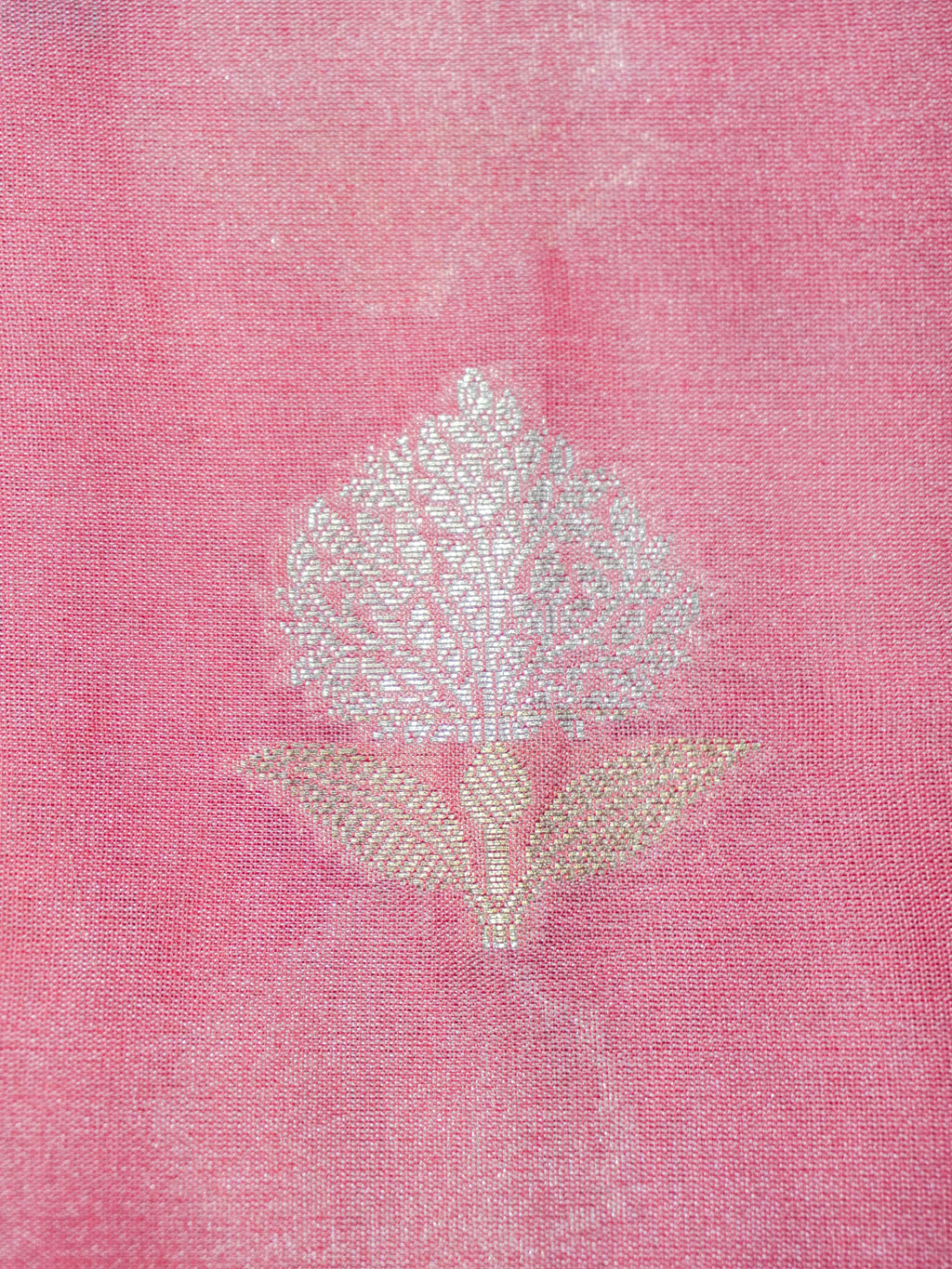 Baby Pink Silky Silk Banarasi Saree with Floral Zari Buti & Rich Zari Border