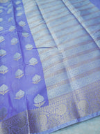 Lavender Silky Silk Banarasi Saree with Floral Zari Buti & Rich Zari Border