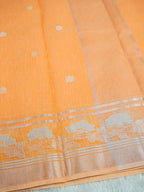 Peach Tissue Banarasi Saree with Floral Buta & Rich Zari Border