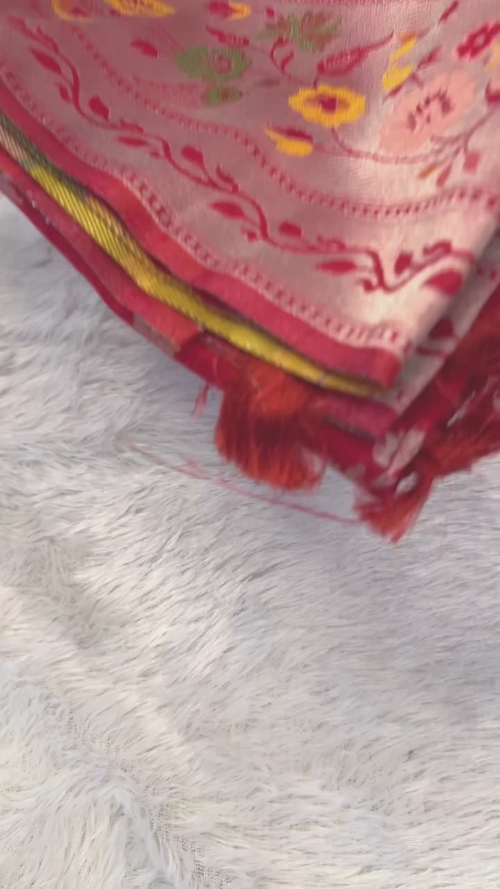 Banarasi Silk Saree allover Beautiful zari buti work and Meenakari paithni border