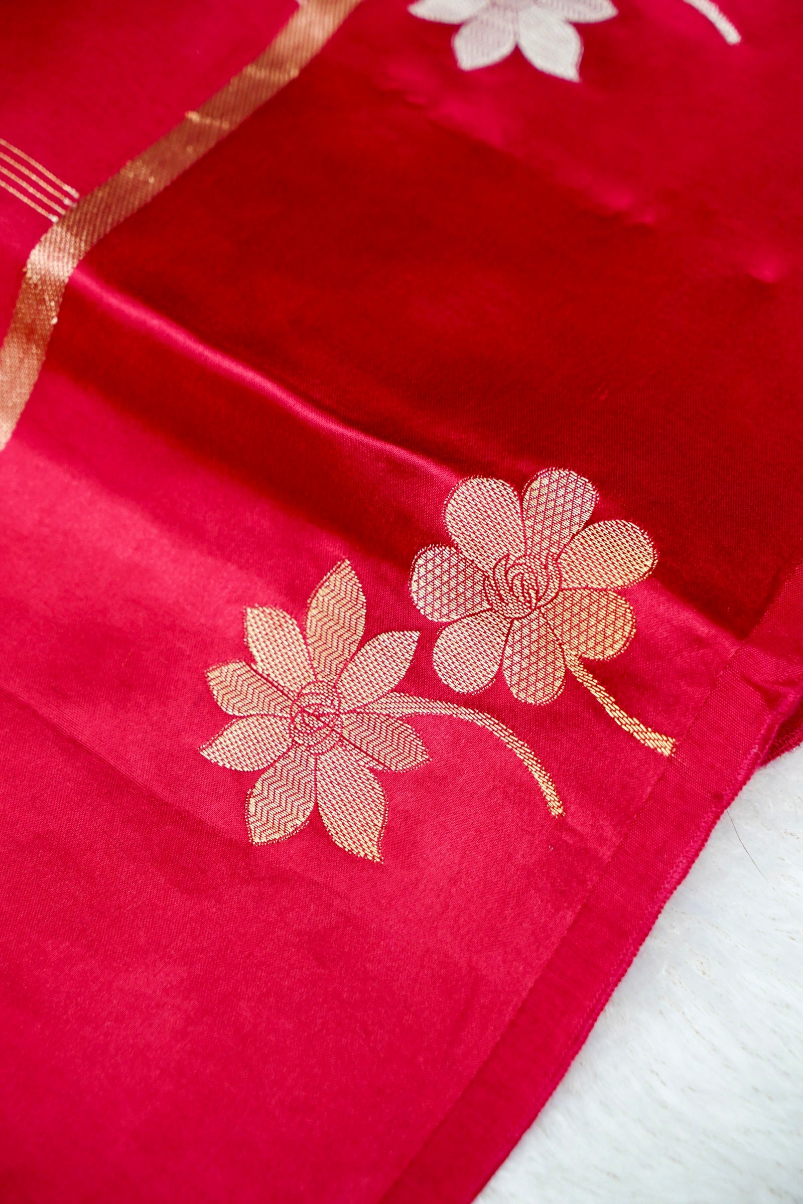 Crimson Red Banarasi Dola Saree