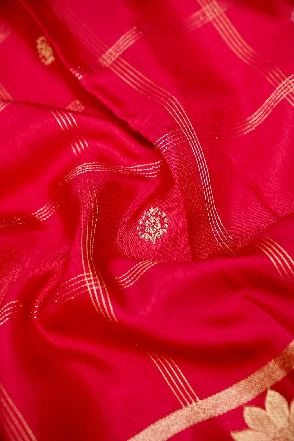 Crimson Red Banarasi Dola Saree