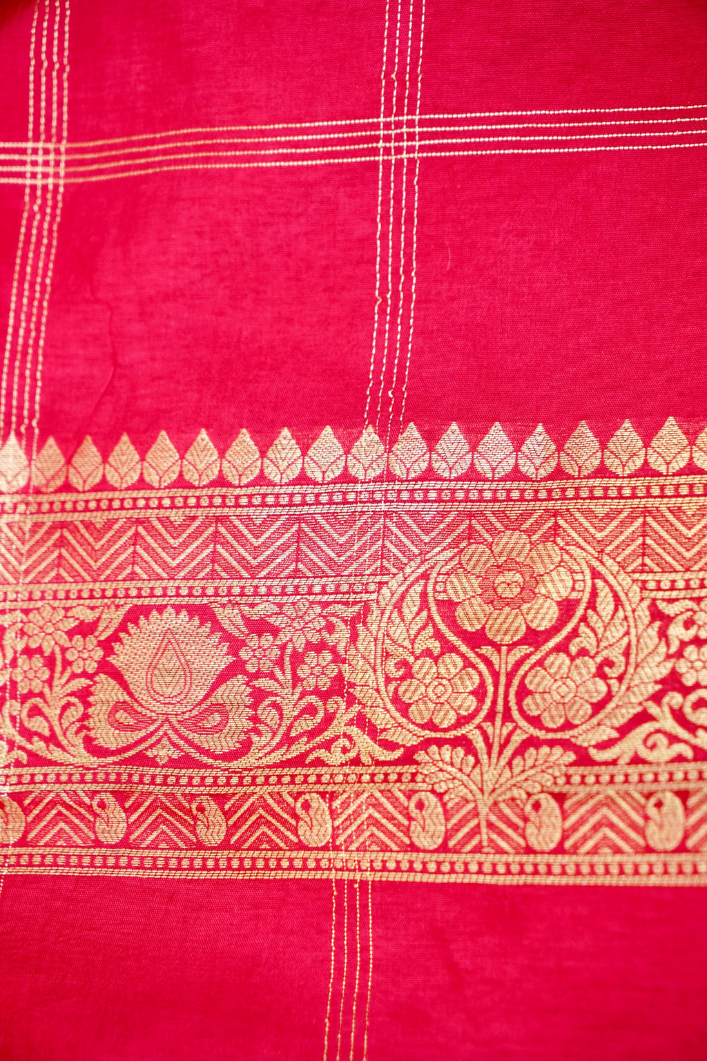 Crimson Red Banarasi Dola Saree