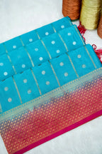 Turquoise Blue Banarasi German Silk Saree