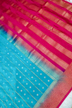 Turquoise Blue Banarasi German Silk Saree