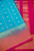 Turquoise Blue Banarasi German Silk Saree
