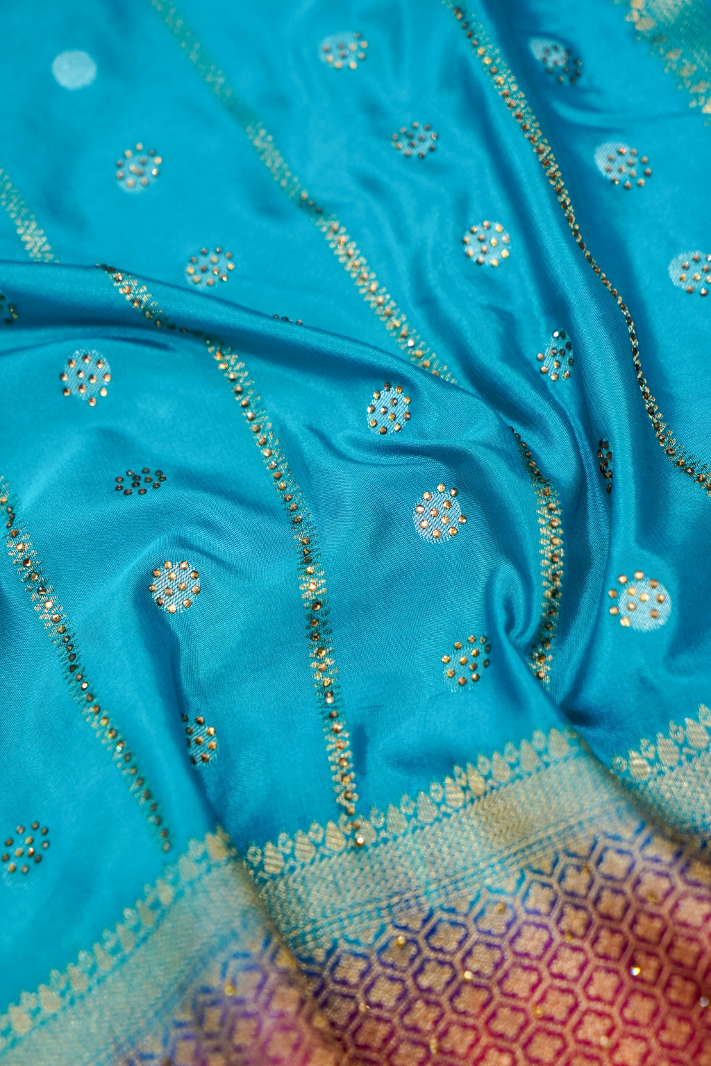 Turquoise Blue Banarasi German Silk Saree