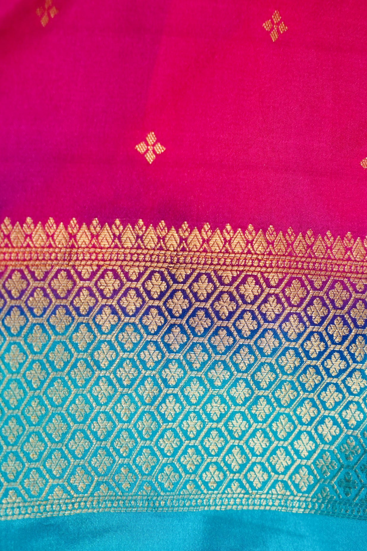 Turquoise Blue Banarasi German Silk Saree