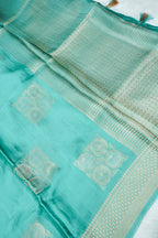 Aqua Green Banarasee Organza Satin Saree