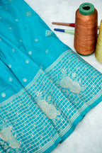 Aqua Blue Banarasee Georgette Saree
