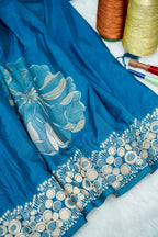 Peacock Blue Banarasee Georgette Saree